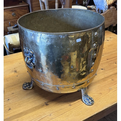 297 - Large brass riveted log bin