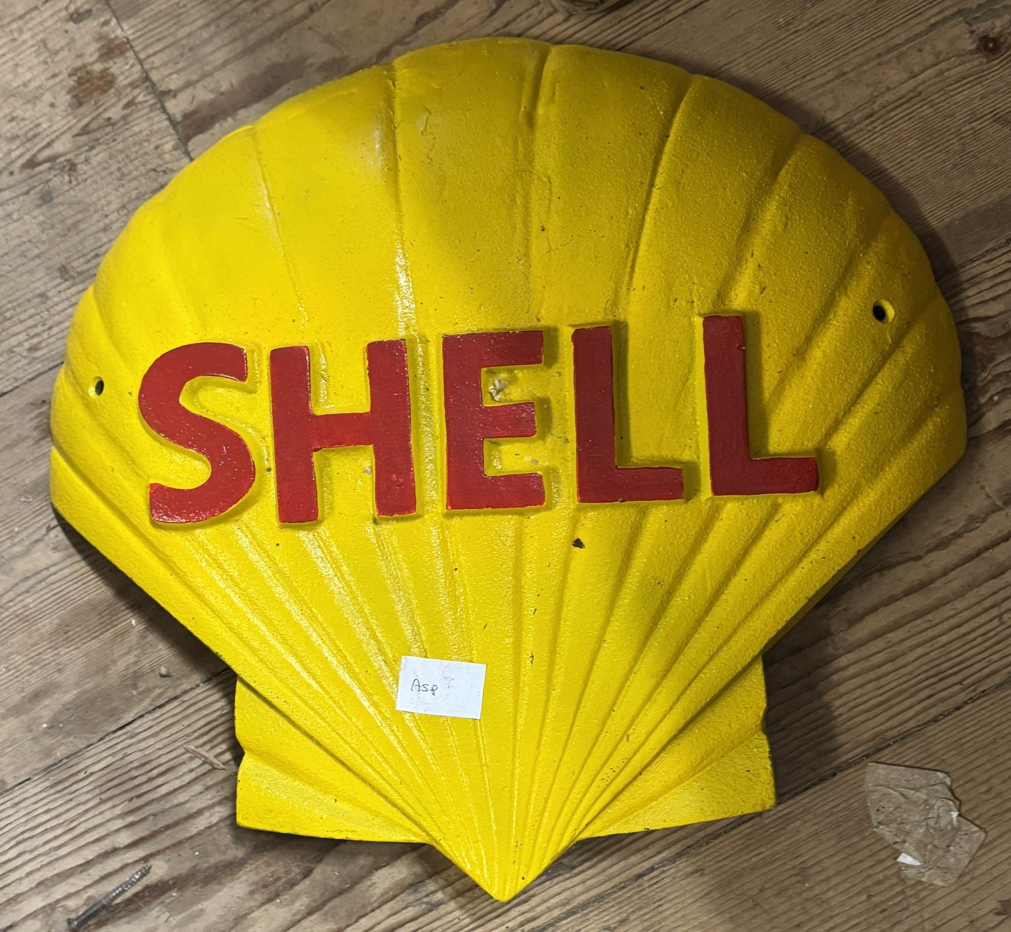 Large cast iron Shell sign