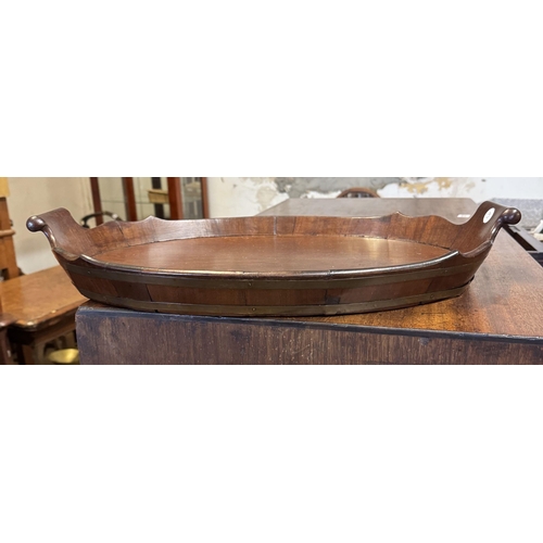145 - Georgian  mahogany & brass bound 2 handled tray