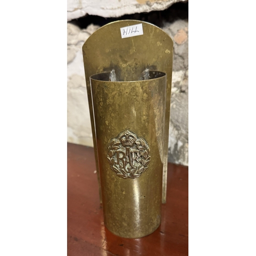 161 - RAF brass trench art flag holder