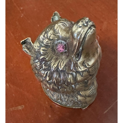 195 - Plated bears head snuff casket