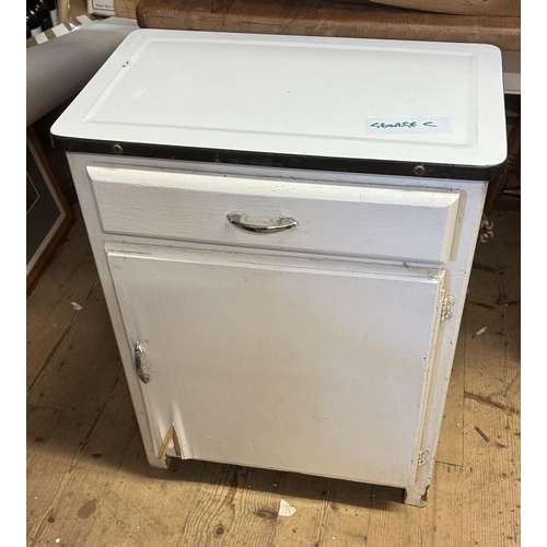 416 - Midi century enamel top cabinet