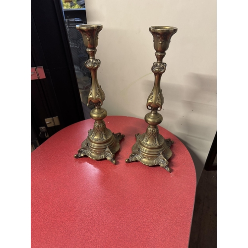 533 - Pair brass candlesticks