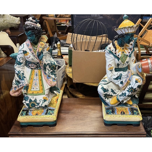 470 - 2 Italian glazed pottery oriental figures