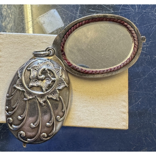 718 - Large silver pendant mirror