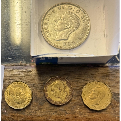 742 - 1937 crown & 3 brass three pences