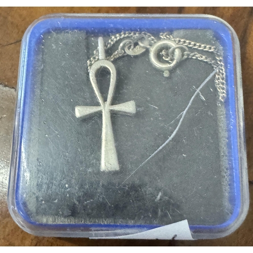 174 - Silver cross & chain