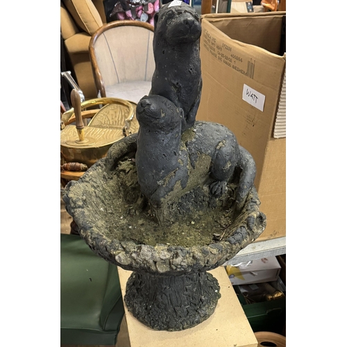 194 - Stoneware otter birdbath
