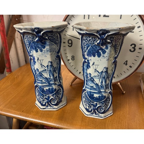 193 - Pair delft blue & white vases