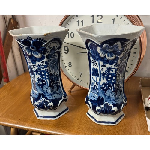 192 - Pair delft blue & white vases