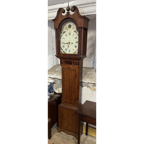 197 - Victorian oak and mahogany crossbanded 8 day longcase clock