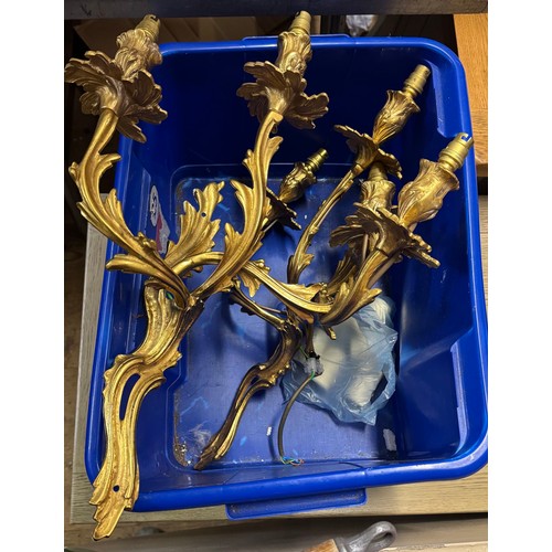 203 - Pair gilt metal wall lights