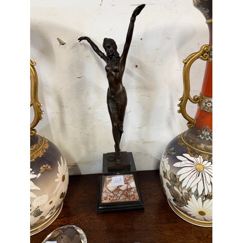 186A - bronze figure dancer on a marble pedestal