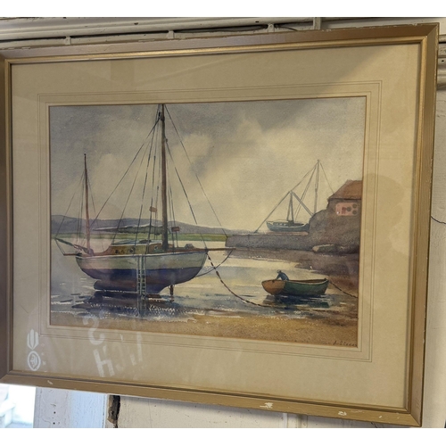 20 - Signed watercolour estuary