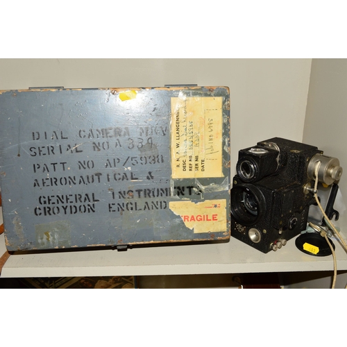 403 - AN AERONAUTICAL AND GENERAL INSTRUMENTS DAIL CAMERA MK5, in grey painted wooden military case and fi... 