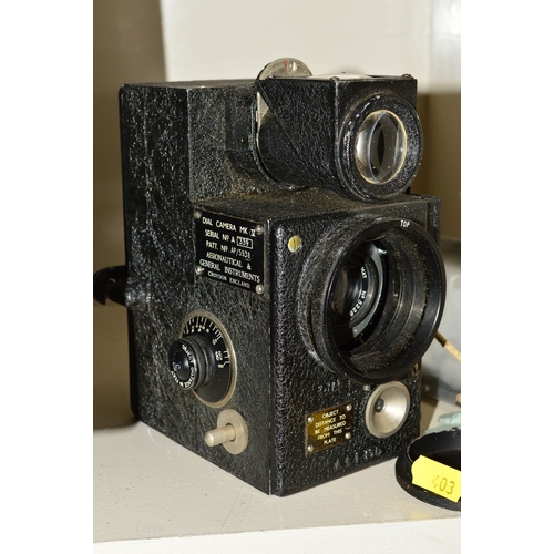 403 - AN AERONAUTICAL AND GENERAL INSTRUMENTS DAIL CAMERA MK5, in grey painted wooden military case and fi... 