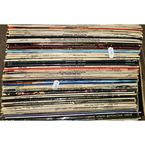 414 - TWO BOXES OF OVER TWO HUNDRED L.P'S, 78'S AND SINGLES, by artists such as Ken Dodd, Frank Sinatra, E... 