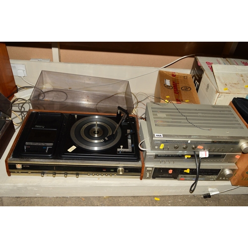 444 - AN OMEX MC066 MUSIC CENTRE, with a BSR Turntable and a Hitachi amplifier, tuner and tape deck (un-te... 