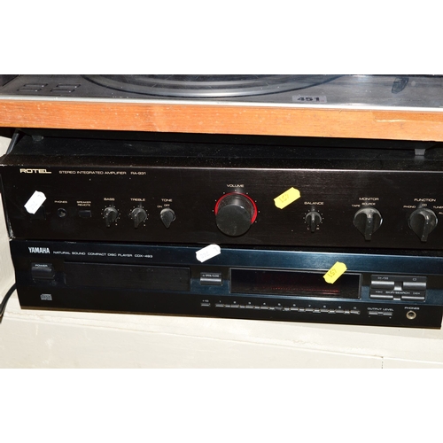 451 - A BANG AND OLUFSEN BEOGRAM 1700 WITH MMC205 CARTRIDGE, a Rotel RA-931 Amplifier, a Yamaha CDX493 CD ... 