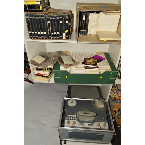 453 - A REVOX G36 STEREO REEL TO REEL PLAYER, and three trays of pre recorded and recordable tape reels (P... 