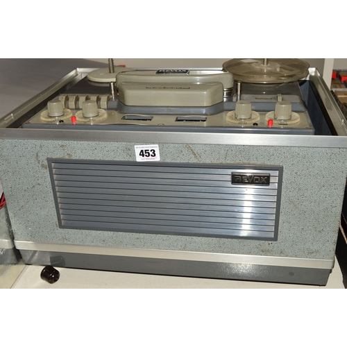 453 - A REVOX G36 STEREO REEL TO REEL PLAYER, and three trays of pre recorded and recordable tape reels (P... 