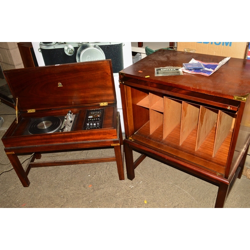 457 - A DYNATRON HFC65 RADIOGRAM, with matching record cabinet and a pair of speakers, all in mahogany cas... 