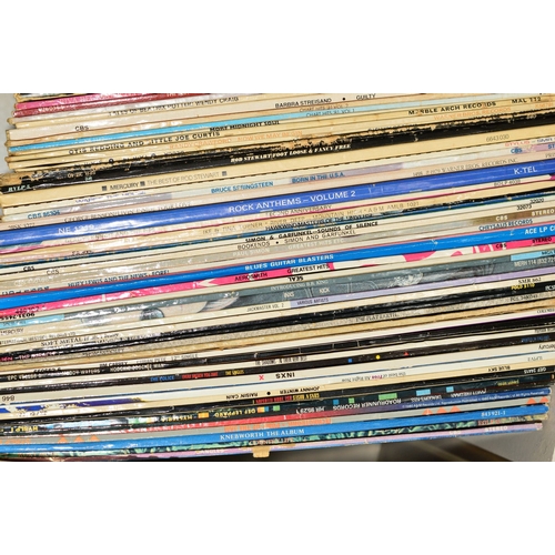 464 - A BOX OF OVER NINTY L.P'S AND TWENTY SINGLES AND E.P'S, from artists including The Beatles, The Roll... 