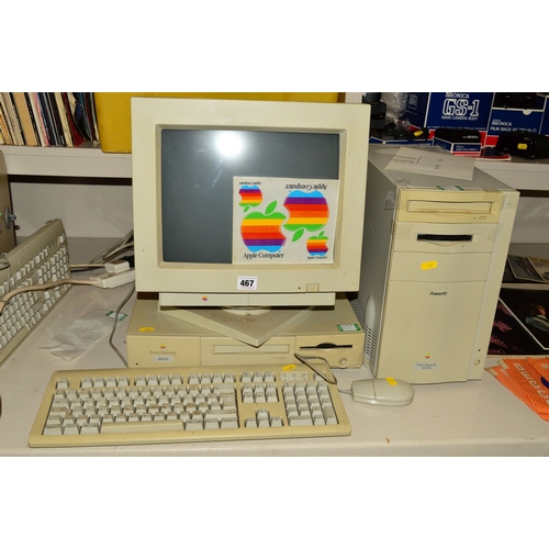 467 - TWO APPLE POWER MACINTOSH COMPUTERS AND AN APPLE MONITOR, the power Macs are a 8200/120 (PAT pass, p... 