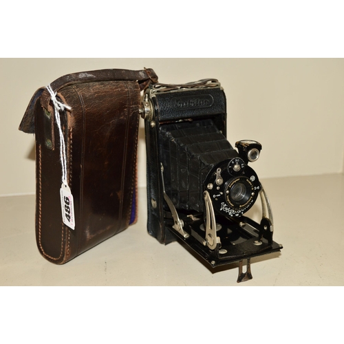 486 - A VOIGTLANDER JUBITAR FOLDING CAMERA, with original leather case