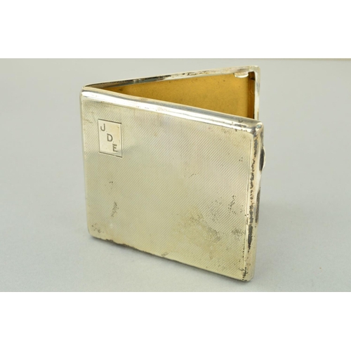 162 - A SILVER CIGARETTE CASE of rectangular outline with engine turned decoration and rectangular initial... 