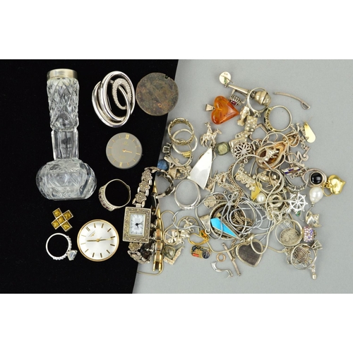 175 - A SELECTION OF MAINLY SILVER AND WHITE METAL JEWELLERY to include a marcasite watch, loose charms, a... 