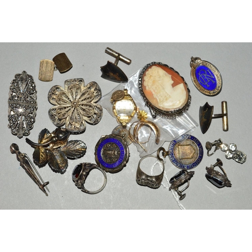 251 - A SMALL PARCEL OF FILIGREE, silver and costume jewellery