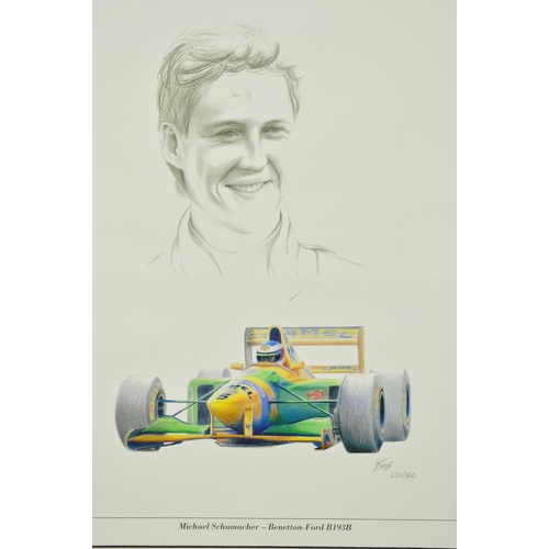 507 - SIMON TAYLOR 'MICHAEL SCHUMACHER-BENETTON FORD B193B', a limited edition print 225/850, signed in pe... 