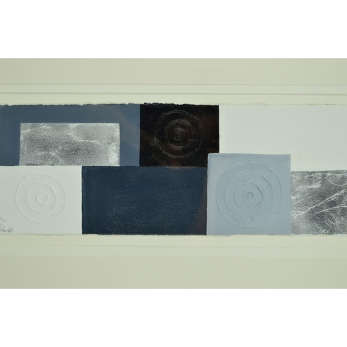 517 - LINDA CHARLES 'FACADE III', mixed media on paper, an abstract composition, signed bottom right, moun... 