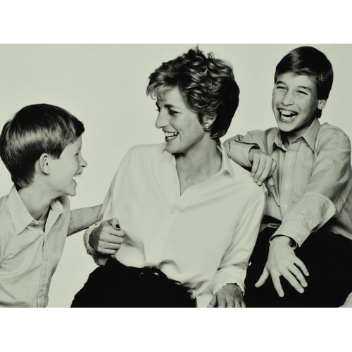 526 - JOHN SWANNELL 'PRINCESS DIANA, PRINCE WILLIAM, PRINCE HARRY 1994', a black and white photographic pr... 