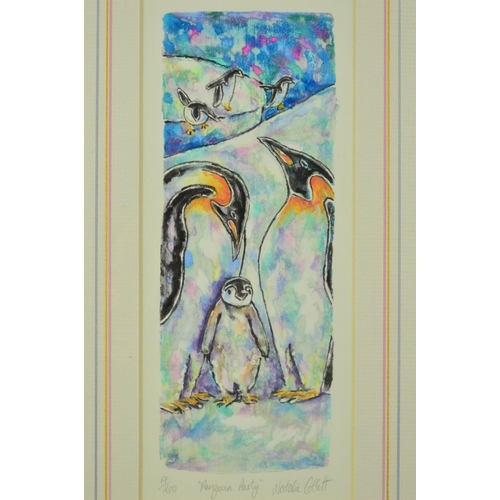 533 - NATALIE COLLETT 'PENGUIN PARTY', a limited edition print 17/200, signed and titled in pencil, mounte... 