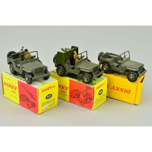 THREE BOXED FRENCH DINKY TOYS JEEPS, Hotchkiss-Willys, No.80B, SS