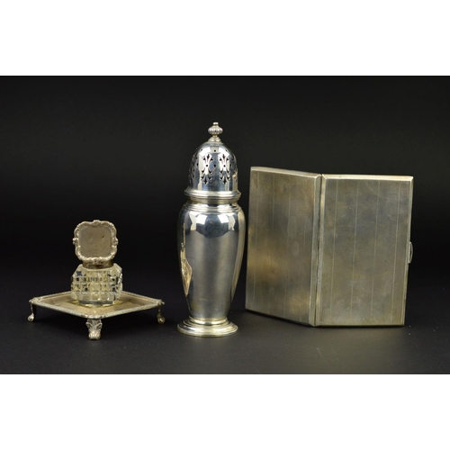 123 - A GEORGE V SILVER SUGAR CASTER, of baluster form, knopped finial with foliate pierced sifter, steppe... 