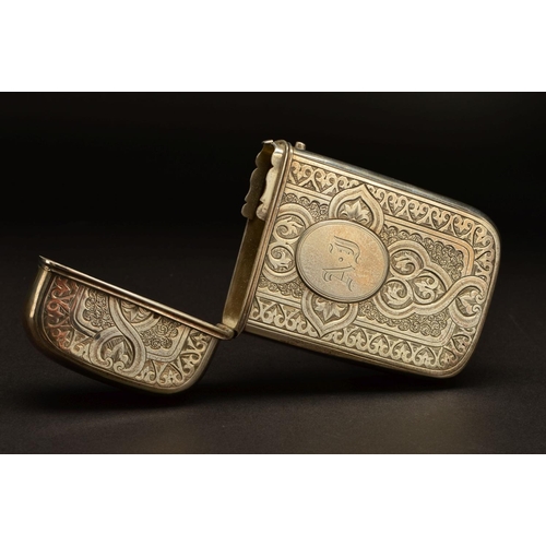 174 - A VICTORIAN SILVER CIGAR CASE, of rounded rectangular form, engraved decoration with raised oval car... 