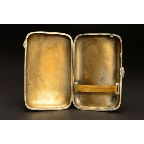 178 - A GEORGE V SILVER RECTANGULAR CIGAR CASE, rounded corners and bowed back, foliate scroll decoration,... 