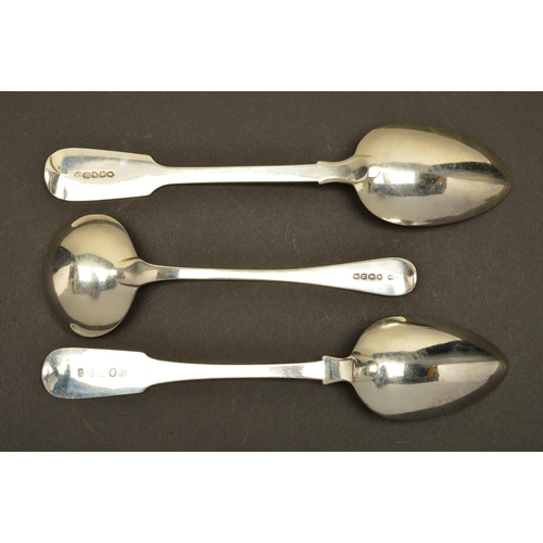 179 - A GEORGE IV SILVER FIDDLE PATTERN TABLESPOON, engraved initials, maker John Walton, Newcastle 1820, ... 