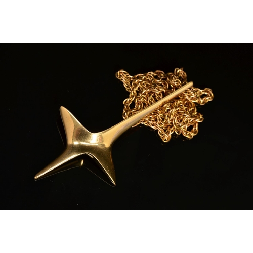 20 - A 9CT GOLD IVAN TARRATT PENDANT DESIGNED BY ERNEST A BLYTH, the pendant an abstract star or cross, w... 