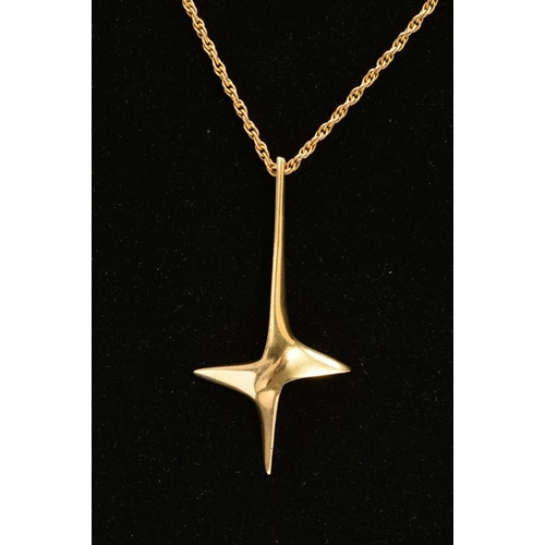 20 - A 9CT GOLD IVAN TARRATT PENDANT DESIGNED BY ERNEST A BLYTH, the pendant an abstract star or cross, w... 