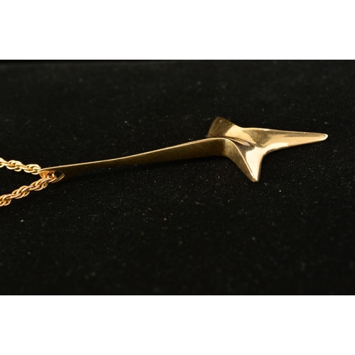 20 - A 9CT GOLD IVAN TARRATT PENDANT DESIGNED BY ERNEST A BLYTH, the pendant an abstract star or cross, w... 