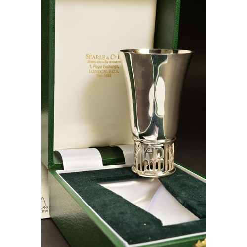 208 - A CASED ELIZABETH II LIMITED EDITION MILLENNIUM COLLECTION BEAKER BY A. EDWARD JONES LTD, of conical... 