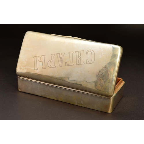 220 - A LATE 19TH CENTURY RUSSIAN SILVER CIGARETTE BOX, of rectangular form, engraved with a monogram and ... 