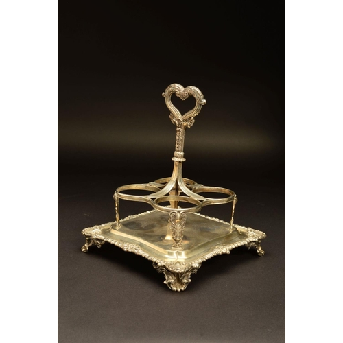 226 - A WILLIAM IV SILVER FOUR DIVISION CRUET STAND BY WILLIAM BATEMAN (II) FOR RUNDELL, BRIDGE & CO, hear... 