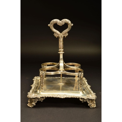 226 - A WILLIAM IV SILVER FOUR DIVISION CRUET STAND BY WILLIAM BATEMAN (II) FOR RUNDELL, BRIDGE & CO, hear... 