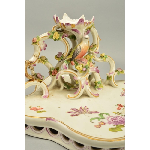 242 - A PAIR OF 18TH CENTURY VIENNA PORCELAIN TABLE CENTREPIECES, of Rococo form, with a wavy rimmed shall... 