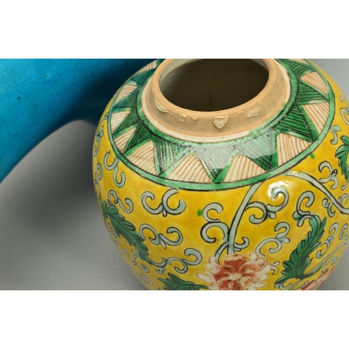 248 - A CHINESE PORCELAIN TURQUOISE GLAZED BALUSTER VASE, crazed in the glaze throughout, unmarked, unders... 